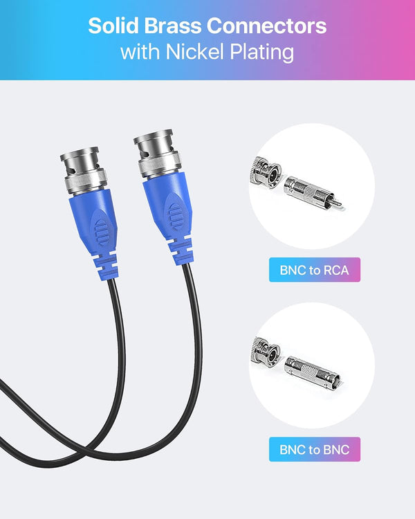 ZOSI 4-Pack 100ft (30m) BNC Video Power Cables, All-in-One Pre-Made Extension Wire for CCTV Security Camera Surveillance DVR Systems, Includes 4