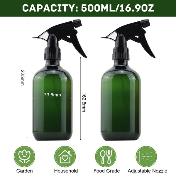 Plastic Spray Bottles 17OZ Empty Spray Bottle 2PCS Refillable Water Squirt Bottles Leakproof Water Spray Bottles for Cleaning Solution Alcohol