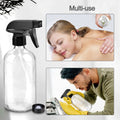 Glass Spray Bottles, 16Oz Refillable Containers, Empty Boston round Bottles with Labels & Adjustable Nozzle for Cleaning, Gardening, Aromatherapy,