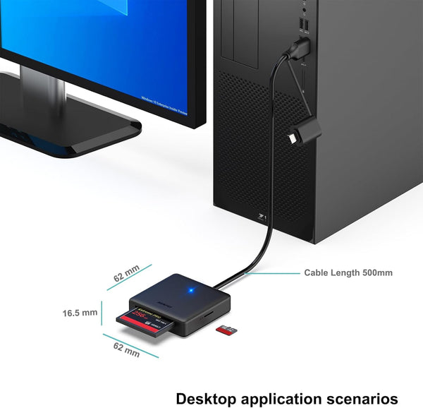 Memory Card Reader, BENFEI 4In1 USB 3.0 and USB-C to SD Micro SD MS CF Card Reader Adapter, 4 Cards Simultaneously Read and Write, Compatible with