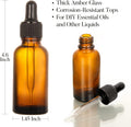 AOZITA 4 Pack, 2 Oz Dropper Bottles with 1 Funnel & 4 Labels - Essential Oils Bottles for Health, Personal Care & Beauty - 60Ml Thick Dark Amber