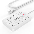JouleLoom Power Strip Surge Protector with 11 Outlets, 4 USB and 2 USB C Ports, 5 Ft Extension Cord, Flat Plug, Wall Mount, Overload Protection