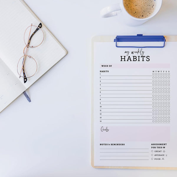 CARDAMONOLY Habit Tracker Notepad - 50 Page Tear off Planning Pad - 6 X 9 - High Performance Planner - Chore Chart for Adults - Weekly Planner