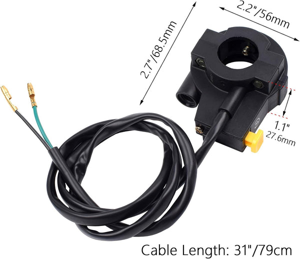 7/8" Twist Throttle Accelerator Handle Grips, 75" Throttle Cable with on off Switch for Mini Bike 49Cc 50Cc 80Cc 90Cc 110Cc 125Cc 212Cc Pit Bike