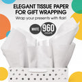 White Tissue Paper for Gift Bags, White Tissue Paper Bulk - 960 Sheets 15" X 20" 10Lb Newsprint for Packing, Birthday Gift Box Filler, Packing