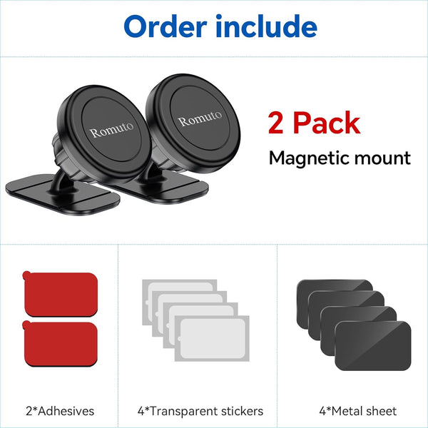 ã2-PackãMagnetic Phone Holder for Car, [Strong Magnet] Magnetic Phone Mount for Car [ 4 Plate] Iphone Magnetic Car Phone Holder Mount for Cell