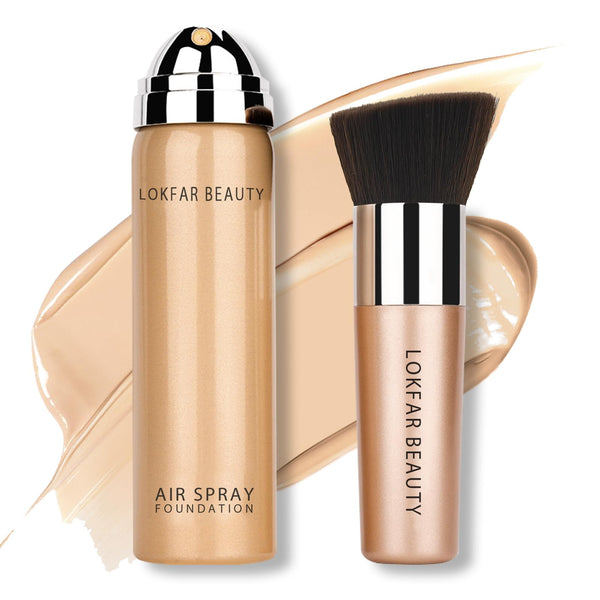 Airbrush Foundation Spray, Silky Mist Spray Makeup Kit with Brush, Full Coverage Foundation for Smooth Radiant Finish, Formula Breathable