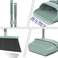 Kelamayi Upgrade Broom and Dustpan Set, Large Size and with Long Handle, Upright,Ideal for Indoor Outdoor Garage Kitchen Room Office Lobby Use (Green)