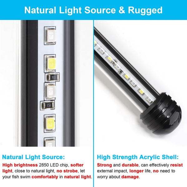4W 7.5Inch Submersible Aquarium Light Underwater Fish Tank Light LED Aquarium Light Bar with Timer Auto On/Off and Dimmer Adjustable Brightness, 1