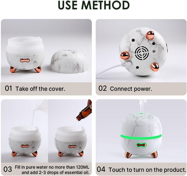 Essential Oil Diffuser, 120Ml Small Aromatherapy Diffuser, Ultrasonic Diffusers for Essential Oil, Cool Mist Humidifier with 7 Color LED and Auto