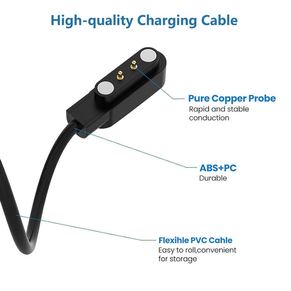 Veryfit Smartwatch Charging Cable, Fit for IDW19, IDW15, IDW13, ID208(BT), ID205L, ID206, and More, Replacement Magnetic USB Cable for Fast and