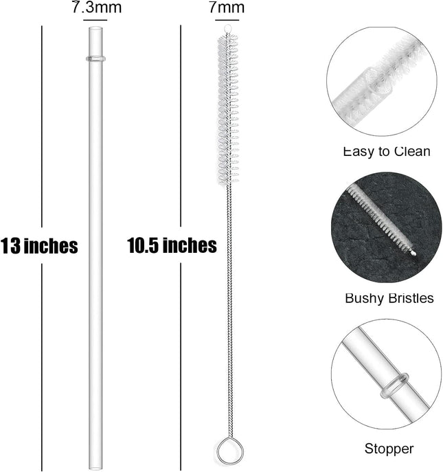 ALINK 12-Pack Reusable Plastic Clear Straws, 13 Inch Extra Long Tumbler Straws for Stanley Cups, 1 Gallon, 64 Oz 40 Oz 3