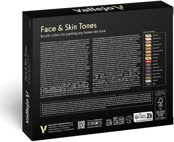 Vallejo - Model Color Face & Skin Tones Set | 16 Bottles X 17 Ml (0.57 Fl.Oz.)
