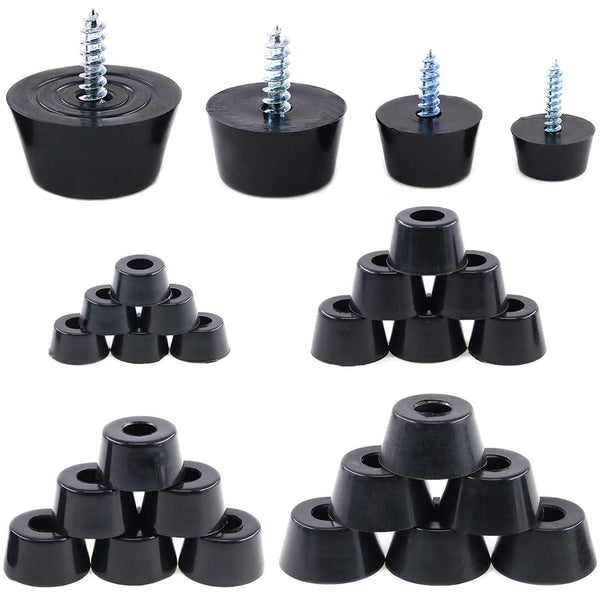 Hilitchi 40-Pcs round Black Rubber Feet Bumpers Pads with Matching Screws with Built in Stainless Steel Washer for Cutting Board Amps Cabinet Desk