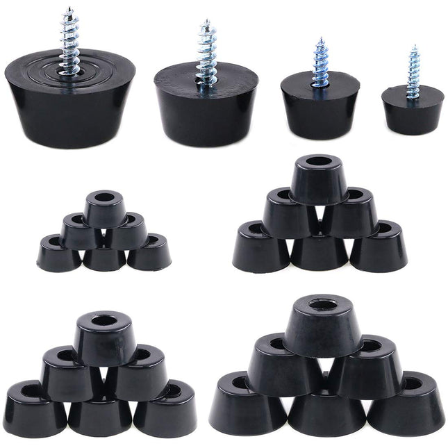 Hilitchi 40-Pcs round Black Rubber Feet Bumpers Pads with Matching Screws with Built in Stainless Steel Washer for Cutti