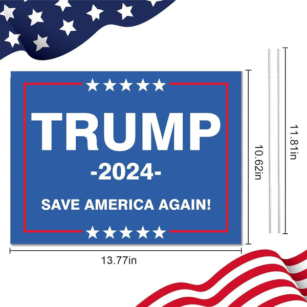 MAXDUCK Trump 2024 Sign - Trump Signs for Yard Plastic Signs with Stakes 14â X 11âFor Outdoor Yard Garden Lawn Decorations