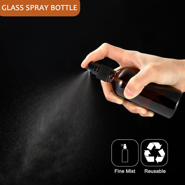 3.4Oz Amber Glass Spray Bottles,Empty Fine Mist Refillable Travel Spray Bottle for Cleaning,Perfume,Aromatherapy,Cosmetic Sprays,Hair,Essential