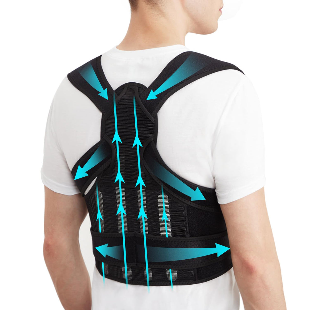 KD Back Brace Posture Corrector - Full Support for Women and Men - Straighten Shoulders, Relieve Upper and Lower Back Pain - Ideal for Scoliosis,