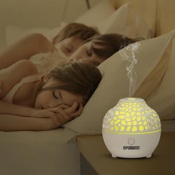 APOMOTOT 2 Pack Essential Oil Diffuser,Mini Portable Aromatherapy Diffusers,60Ml Cool Mist Humidifier with USB 7 LED Light Color,Waterless Auto