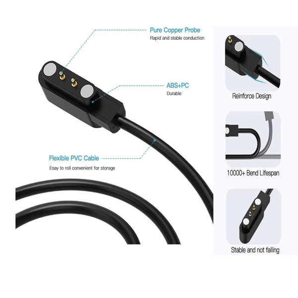 [2-Pack] 3.3FT Smart Watch Charger Magnetic USB Charging Cable for Letsfit Willful YAMAY SW023 ID205L SW021 ID205U ID205S SW025 Uwatch 3S