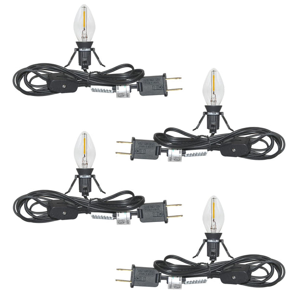 Set of 4 Accessory Cord with C7 LED Lights, Single Light with 4 LED Light Bulb, 6FT C7 Socket Clip Lights with On/Off Switch Plugs Perfect for