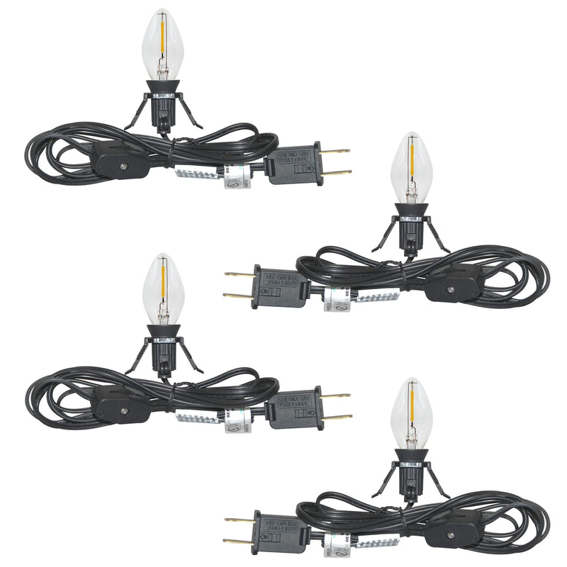 Set of 4 Accessory Cord with C7 LED Lights, Single Light with 4 LED Light Bulb, 6FT C7 Socket Clip Lights with On/Off Switch Plugs Perfect for
