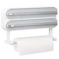 Magnetic Plastic Wrap Dispenser with Cutter - Refillable Aluminum Tin Foil and Plastic Wrap Organizer for Kitchen, Quasziwa Upgraded 3 in 1 Paper