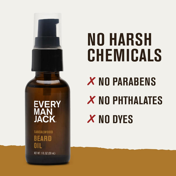Every Man Jack Mens Beard Oil - Subtle Aged Bourbon & Sandalwood Fragrance - Deeply Moisturizes and Softens Your Beard and Adds a Natural Shine -