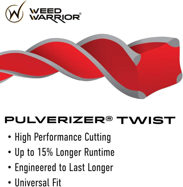 Weed Warrior Pulverizer Twist Universal Trimmer Line, 0.065" Diameter X 100', Red Core/Silver Tips