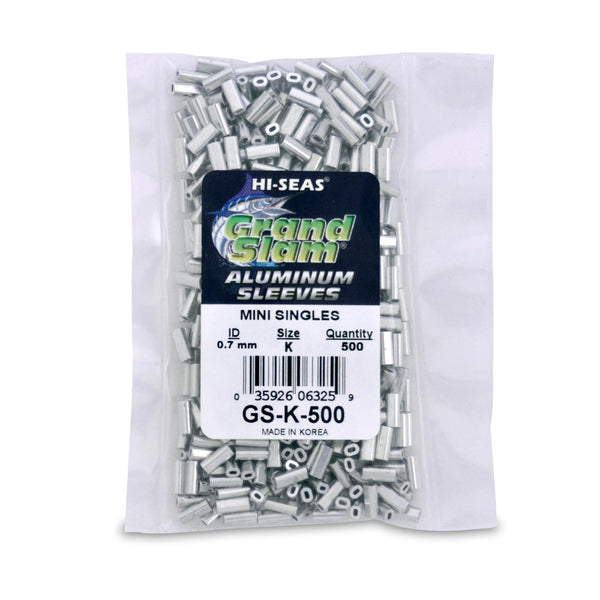 HI-SEAS Grand Slam Aluminum Fishing Line Crimp Sleeves - Bulk 500 Pieces, Durable and Strong Crimps for Monofilament 40Lb Test up to 600Lb Test