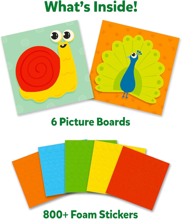 Skillmatics Foam Sticker Art Activity - Animals, Mess-Free Fun for Kids, 800+ 3D Foam Stickers, DIY Felt Craft Kits, Gifts for Boys & Girls Ages
