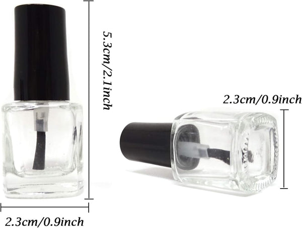 Honbay 6PCS 5Ml Empty Nail Polish Glass Bottles with Brush Cap