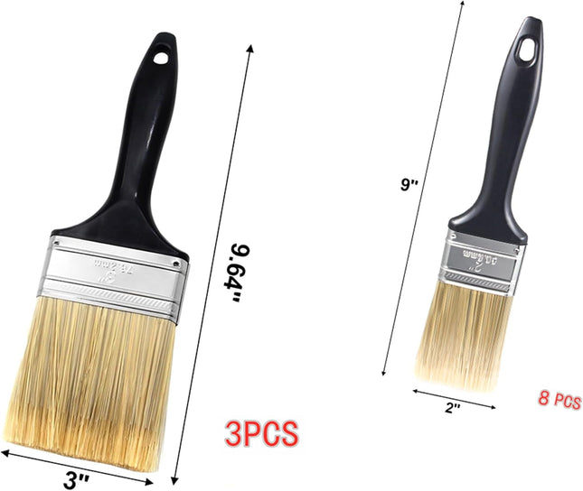 Paint Brushes,11 Pcs Flat Brush-Paint Brush for All Latex and Oil Paints Stains,Home Improvement,Interior Exterior Use P