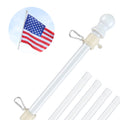 White Flag Poles for outside House - 5Ft Tangle Free Flag Pole for House,Heavy Duty Metal Flagpole Hardware for 3X5 American Flags,Outdoor