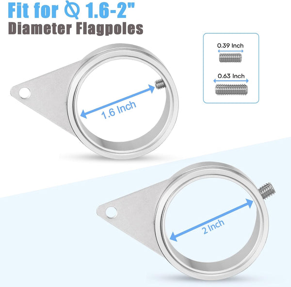 2" Large Flag Pole Rings, 2 Pcs Aluminum Alloy Spinning Flag Pole Ring Clips Swivels, 360Â° Rotating anti Wrap Flagpole Ring Hardware with