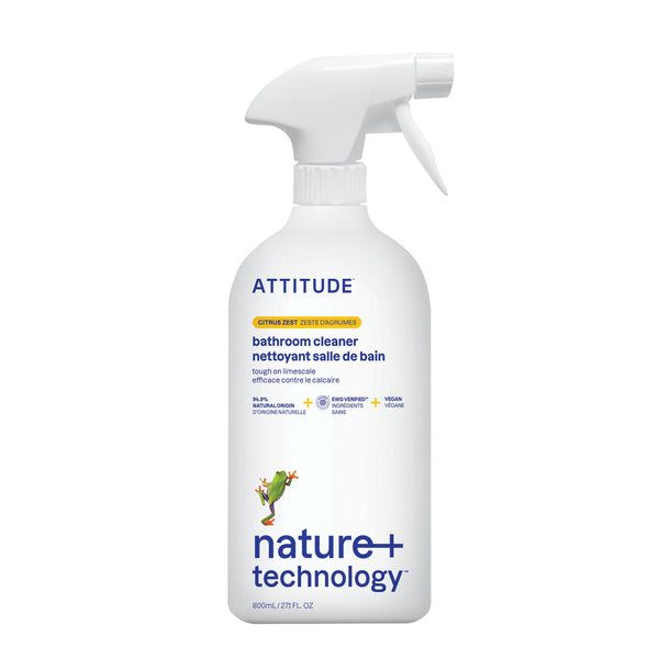 ATTITUDE Bathroom Cleaner, EWG Verified, Plant- and Mineral-Based Ingredients, Vegan and Cruelty-Free Household Products, Citrus Zest, 27.1 Fl Oz