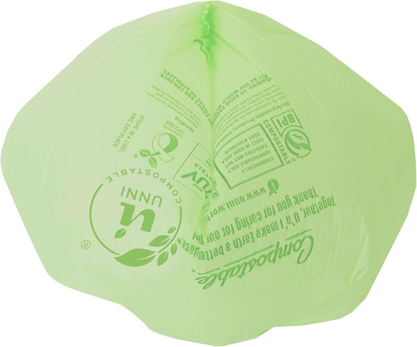 UNNI Compostable Liner Bags, 13 Gallon, 49.2 Liter, 50 Count, Heavy Duty 0.9 Mil, Tall Kitchen Food Scrap Waste Bags, ASTM D6400, US BPI, CMA and