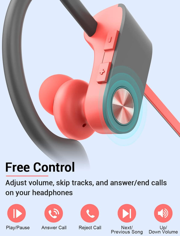 Stiive Bluetooth Headphones, Wireless Sports Earbuds IPX7 Waterproof with Mic, Stereo Sweatproof In-Ear Earphones, Noise Cancelling Headsets for