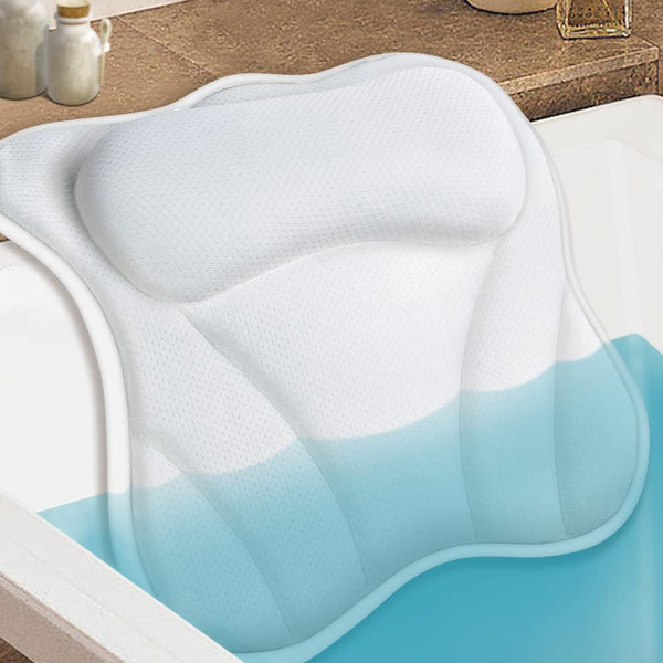 Bath Pillow for Tub Bathtub Pillow for Head and Neck 4D Air Mesh Spa Bath Tub Pillow Headrest with Non-Slip 6 Strong Suction Cups Luxury Bathtub