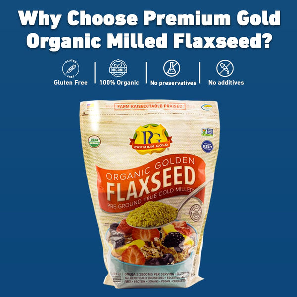 Premium Gold Flax Products Organic Ground Flax Seed, 4 Lbs.