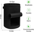 Potato Grow Bags with Flap 10 Gallon, 4 Pack Planter Pot with Handles and Harvest Window for Potato Tomato and Vegetables, Black and Gray