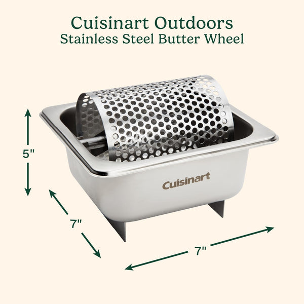 Cuisinart Stainless Steel Butter Wheel, Raised Bottom Butter Roller for Griddle for Golden Crust and Even Spread, Kitchen Grill Accessory for