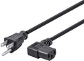 Monoprice 6Ft 14AWG Right Angle Power Cord Cable W/ 3 Conductor PC Power Connector Socket (C13/5-15P) - Black