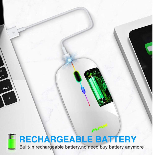 Wireless Bluetooth Mouse for Laptop, Rechargeable Mouse 2.4G USB Optical Wireless Mouse, LED Slim Dual Mode(Bluetooth 5.0 and 2.4G) Wireless for