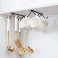Cabinet Hook Mug Holder - Hanging Coffee Cup Rack for Kitchen, under Cabinets Metal Hangers Organizer Shelf Storage Utensil ?Black?