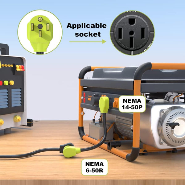 Welder Plug Adapter,Nema 14-50P to NEMA 6-50R,4 Prong to 3 Ponng 50 Amp Welder Plug Adapter Cord,Stw 10 AWG?1.5FT?