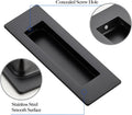 Ravinte 4 Pack Black Sliding Closet Door Handles Black Flush Pulls 4.72In Length Recessed Finger Pulls for Sliding Barn Door Sqaure Cabinet Pulls
