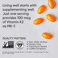 Sports Research Vitamin K2 as MK7 with Organic Coconut MCT Oil | Non-Gmo Verified, Vegan Certified (60 Veggie-Softgels)