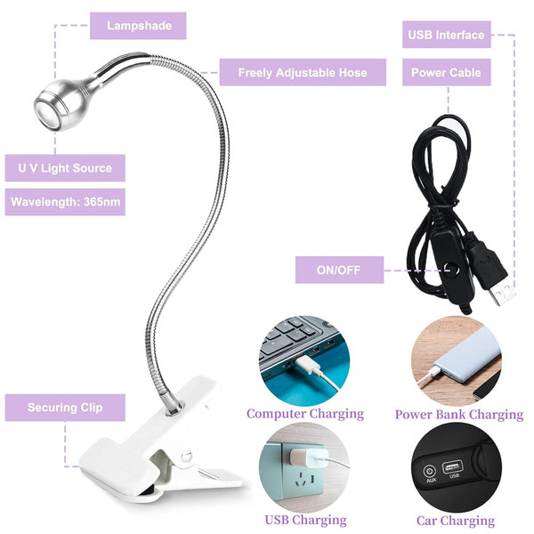 Saviland Mini Nail LED Lamp â Flexible Rotatable USB Quickly Nail Dryer Gel Lamp for Nails with Securing Clip Led Light for Nails for Curing Gel