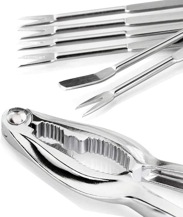 Lobster Crackers and Picks Set, 8Pcs Crab Leg Cracker Tools - Stainless Steel Seafood Crackers & Forks Nut Cracker Set & Storage Bag - Dishwasher